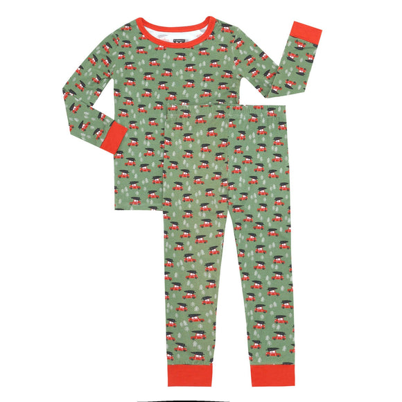 Truckin Around Long Jammies: 3T / All Smiles - Green