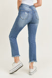 HW Distressed Straight Leg Jeans