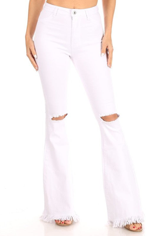 JC Stretch Flare Ripped Knee Jeans