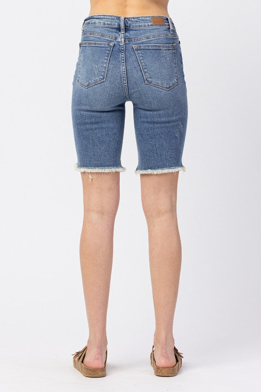 Judy Blue Hi Rise Cut Off Bermuda Shorts