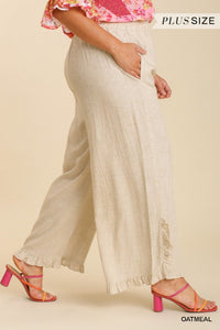 Curvy Linen Ruffle Pants