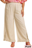 Curvy Linen Ruffle Pants