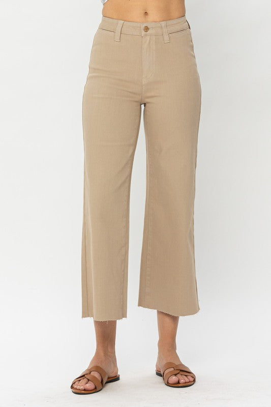 JB HW Khaki Garment Dyed Crop Wide Leg