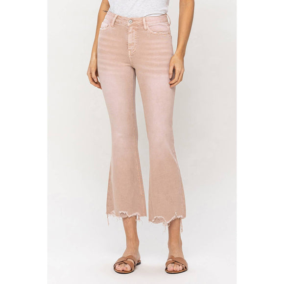 VINTAGE HIGH RISE CROP FLARE JEANS T5761CR: CORAL / 24