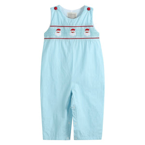 Blue Santa Smocked Overalls