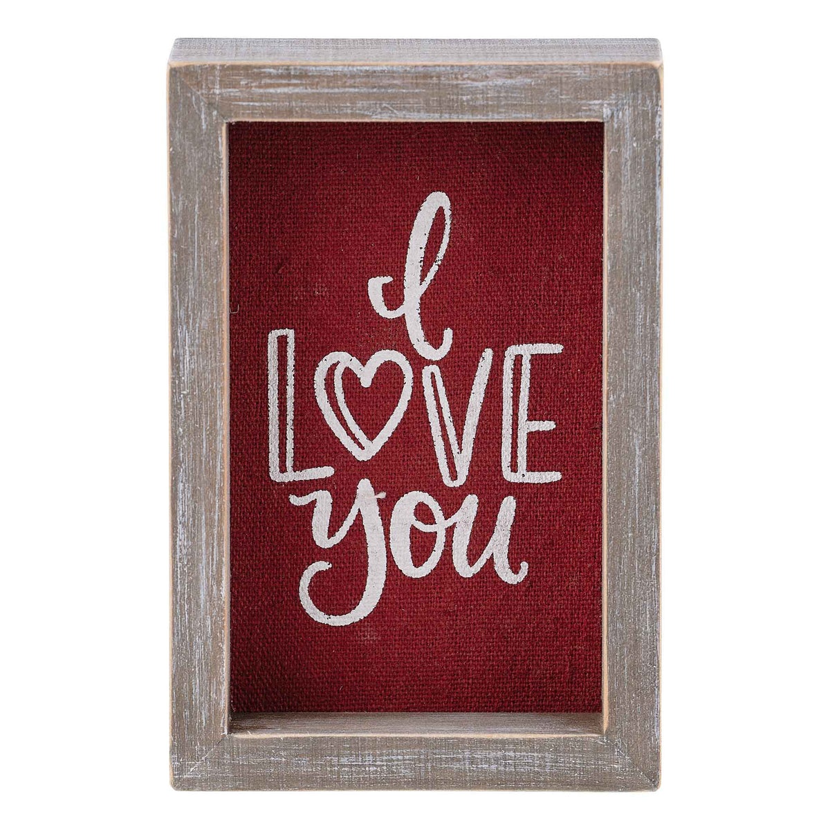 I Love You Red Linen Framed Board