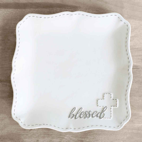 Blessed Platter   White/Gray   11.5x11.5