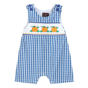 Blue Gingham Pumpkin Shortalls