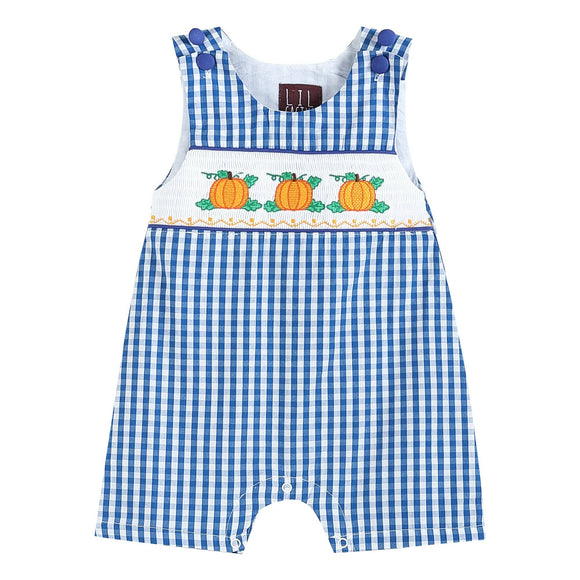 Blue Gingham Pumpkin Shortalls