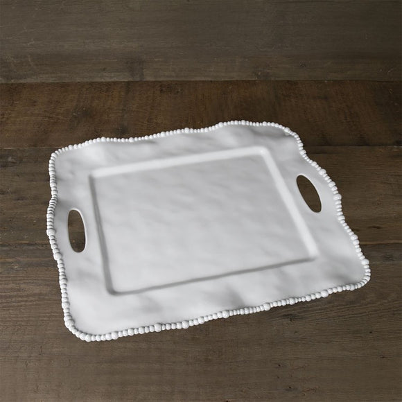 VIDA Alegria Rectangular Tray with Handles (White)