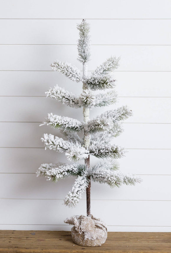 Frosted Tree - Table Top With Burlap Base - 37