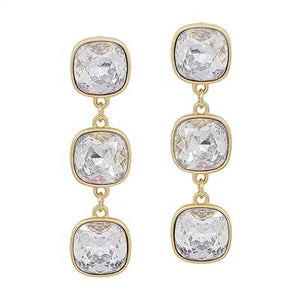 Clear Crystal Triple Drop 2" Earring
