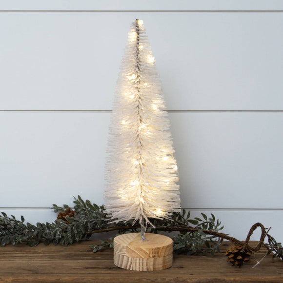 Christmas Bottle Brush Tree - Lighted White, Sm (PC)