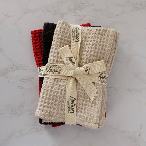 Red, Black, And Gray Waffle Dish Cloth Set (PK/3 AST)