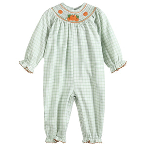 Sage Gingham Smocked Pumpkin