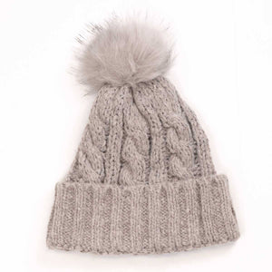 Addison Pom-Pom Beanie   Light Gray   One Size