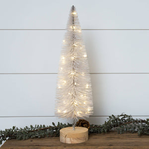 Christmas Bottle Brush Tree - Lighted White, Lg (PC)