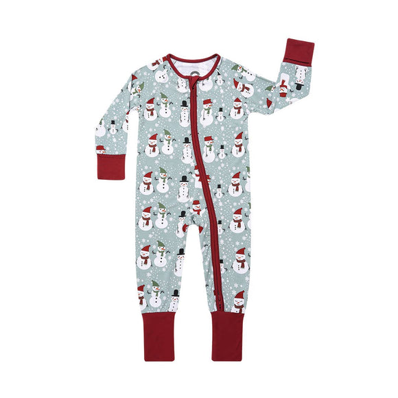 Snow People Holiday Bamboo Pajamas Baby Pajamas Footie PJ