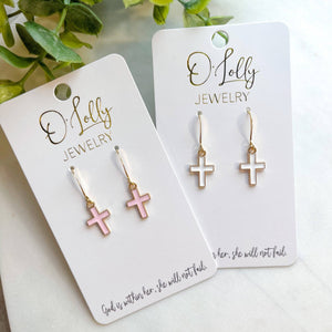 O'Lolly "Cross" Earrings: White