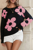 Big Flower Pattern Knit Sweater