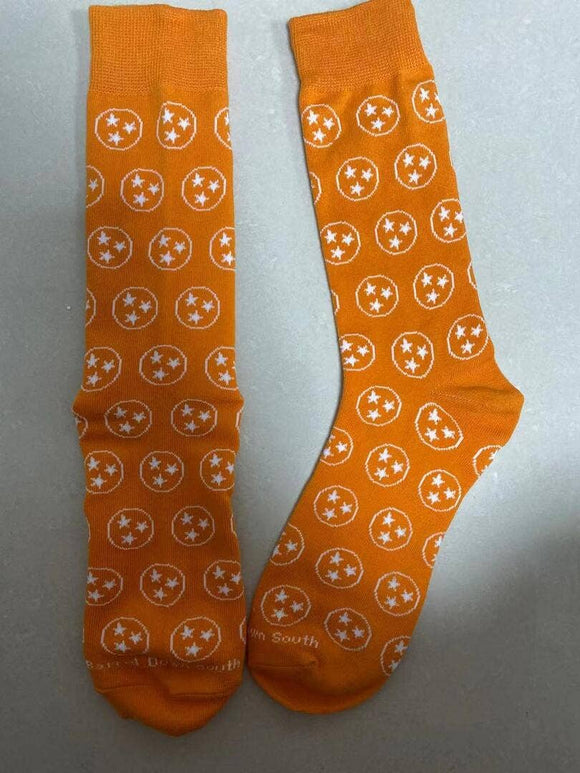 Tennessee Tri Star Orange and White Socks