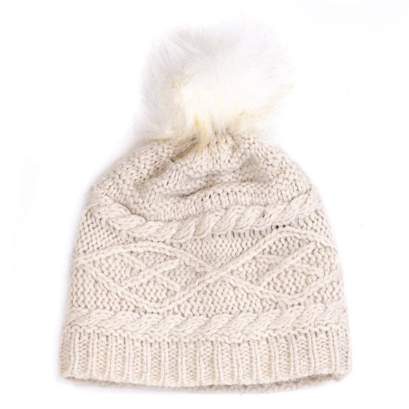 Templeton Pom-Pom Beanie   Cream   One Size