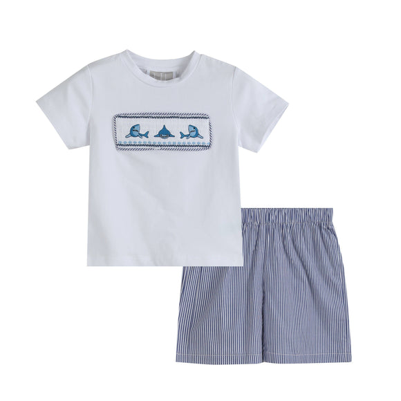 White Shark and Navy Shorts Set