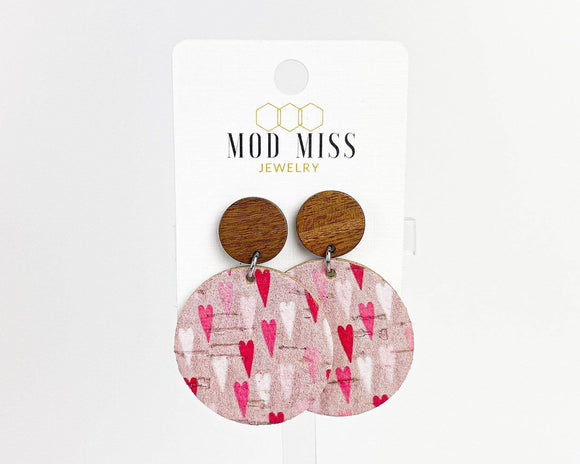 Cork+Leather Round Earring 