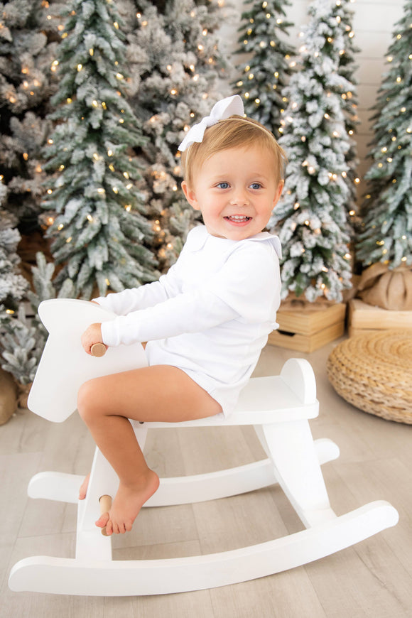 Long Sleeve Bodysuit  - White: