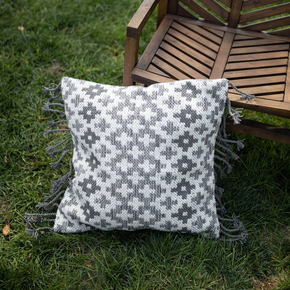 24x24 Hand Woven Ebe Pillow Gray