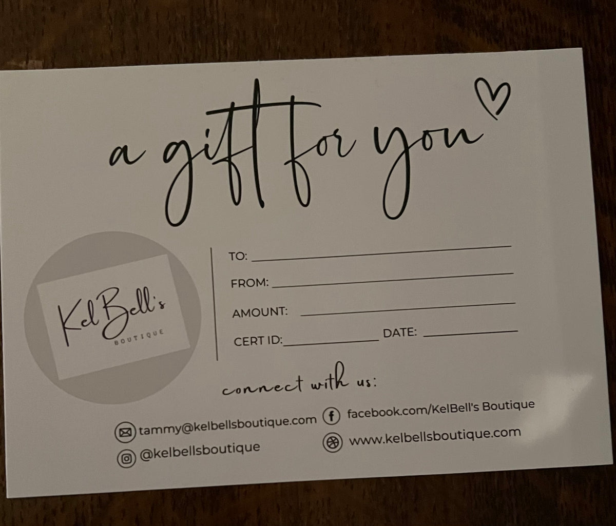 KelBell's Gift Card