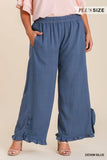 Curvy Linen Ruffle Pants