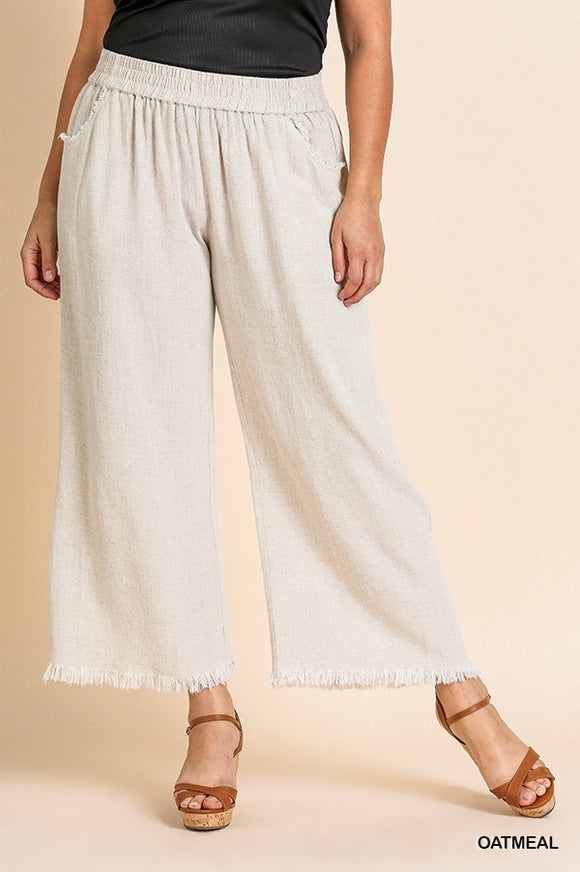 UG Curvy Frayed Ankle Linen Pants